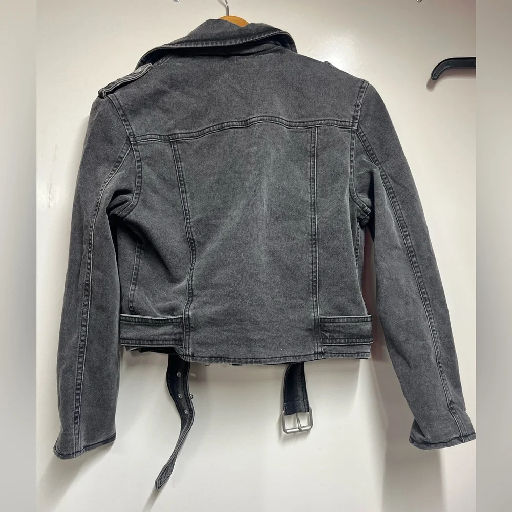 NEW NWT All Saints Balfern Denim Biker Jacket in Washed grey size 2 women’s - Picture 8 of 14